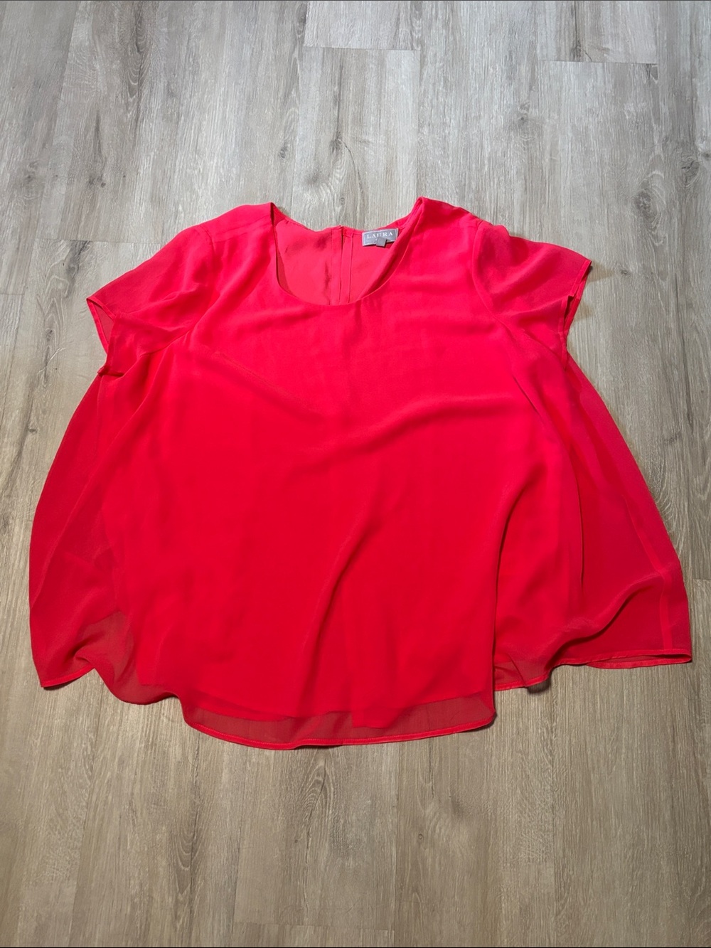 Laura Flowy Neon Pink Short-Sleeve Chiffon Blouse